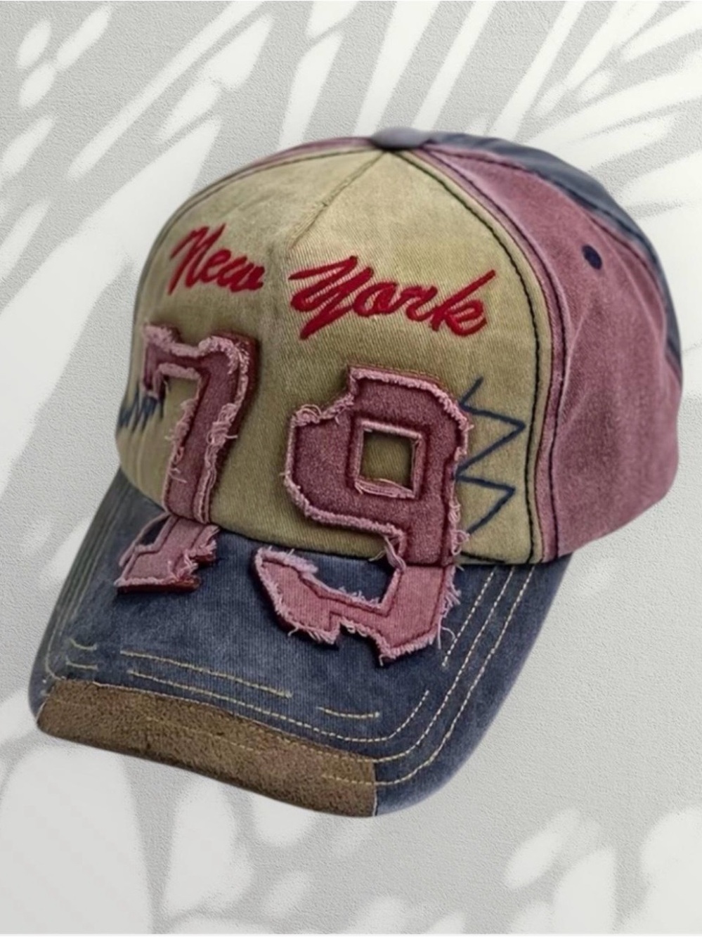 Vintage Distressed "New York 79" Colorblock Baseball Cap | Y2K Streetwear Hat